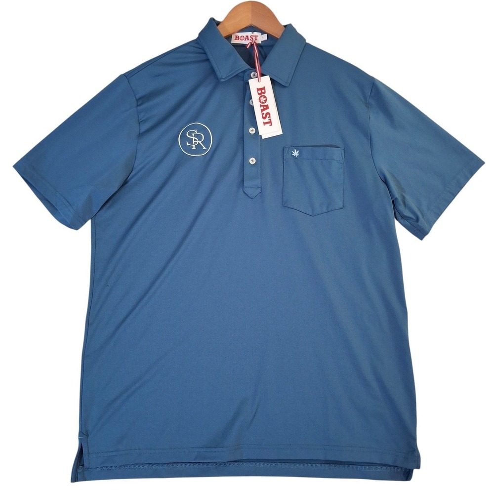 Boast Performance Club Polo Shirt Men's Large Varsity Blue Short Sleeve Stretch